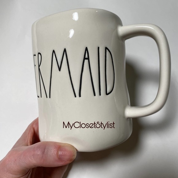 Rae Dunn MERMAID Ceramic Mug Rare Aqua Blue Inside NEW! OG Coffee Large Tea Cup - Picture 8 of 8